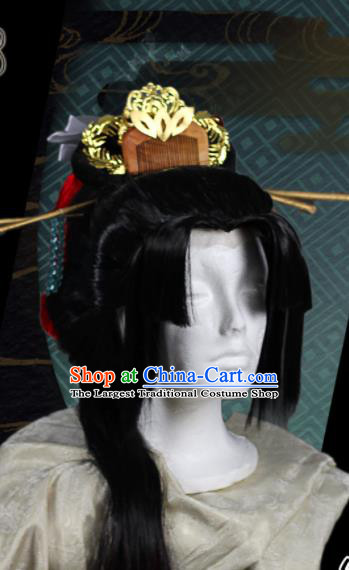 Chinese Traditional Cosplay Swordsman Wig Ancient Prince Wig Sheath for Men