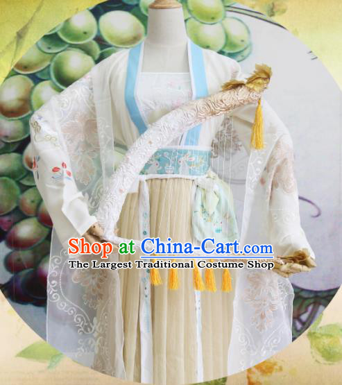 Chinese Traditional Cosplay Peri Princess Costume Ancient Tang Dynasty Palace Lady Hanfu Dress for Women