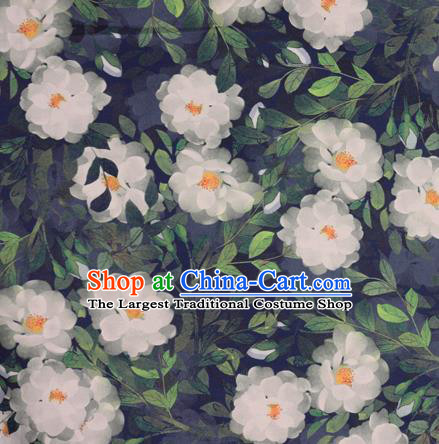 Chinese Traditional Fabric Classical Gardenia Pattern Design Green Brocade Cheongsam Satin Material Silk Fabric