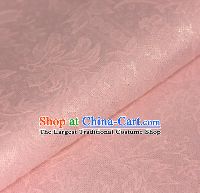 Chinese Traditional Cheongsam Fabric Classical Pattern Pink Brocade Satin Material Silk Fabric