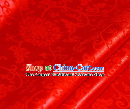 Chinese Traditional Hanfu Royal Rosette Pattern Red Brocade Material Cheongsam Classical Fabric Satin Silk Fabric