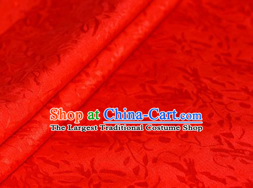 Chinese Traditional Hanfu Royal Acanthus Pattern Red Brocade Material Cheongsam Classical Fabric Satin Silk Fabric