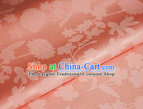 Chinese Traditional Hanfu Dandelion Pattern Orange Brocade Material Cheongsam Classical Fabric Satin Silk Fabric