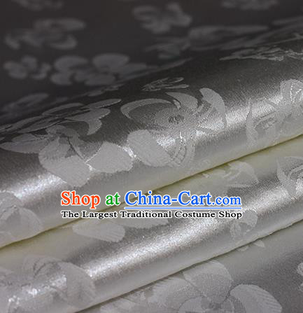 Chinese Traditional Pattern Hanfu White Brocade Material Cheongsam Classical Fabric Satin Silk Fabric