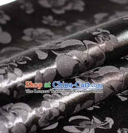 Chinese Traditional Pattern Hanfu Black Brocade Material Cheongsam Classical Fabric Satin Silk Fabric