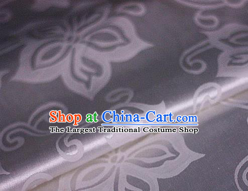 Chinese Traditional Bauhinia Pattern White Brocade Cheongsam Classical Fabric Satin Material Silk Fabric