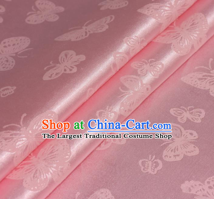 Chinese Traditional Butterfly Pattern Pink Brocade Material Cheongsam Classical Fabric Satin Silk Fabric