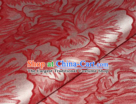 Chinese Traditional Flowers Pattern Red Brocade Material Cheongsam Classical Fabric Satin Silk Fabric