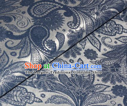 Chinese Traditional Pattern Blue Brocade Material Cheongsam Classical Fabric Satin Silk Fabric