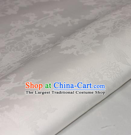 Chinese Traditional Royal Flowers Pattern White Brocade Material Cheongsam Classical Fabric Satin Silk Fabric