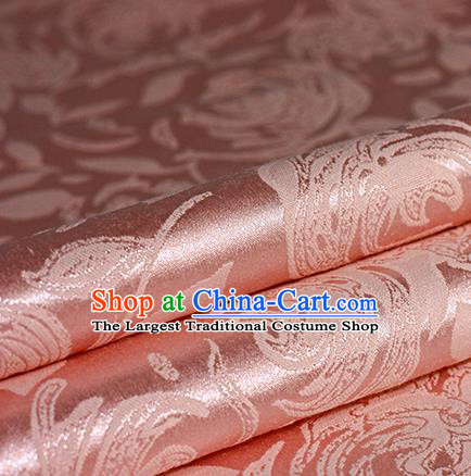 Chinese Traditional Flowers Pattern Pink Brocade Material Hanfu Cheongsam Classical Fabric Satin Silk Fabric