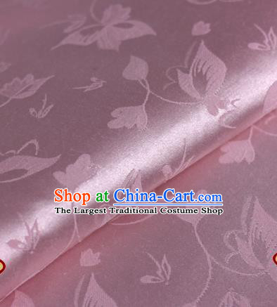 Chinese Traditional Cheongsam Fabric Butterfly Pattern Pink Brocade Material Hanfu Classical Satin Silk Fabric