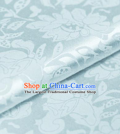 Chinese Traditional Cheongsam Fabric Peony Pattern Blue Brocade Material Hanfu Classical Satin Silk Fabric