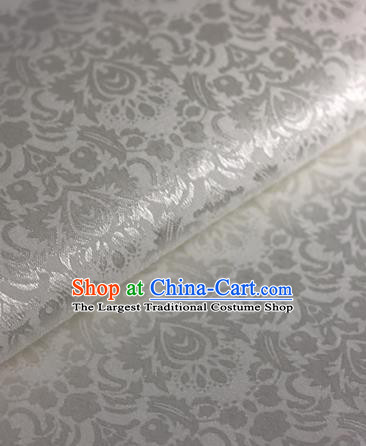 Chinese Traditional Fabric Cheongsam Pattern White Brocade Material Hanfu Classical Satin Silk Fabric