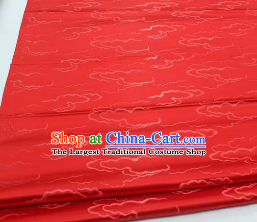 Chinese Traditional Tang Suit Royal Clouds Pattern Red Brocade Satin Fabric Material Classical Silk Fabric