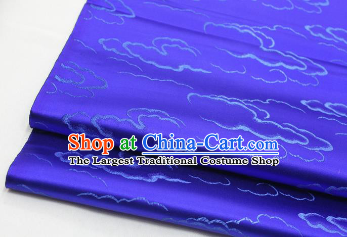 Chinese Traditional Tang Suit Royal Clouds Pattern Royalblue Brocade Satin Fabric Material Classical Silk Fabric