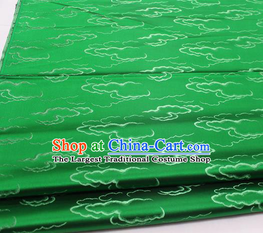 Chinese Traditional Tang Suit Royal Clouds Pattern Green Brocade Satin Fabric Material Classical Silk Fabric