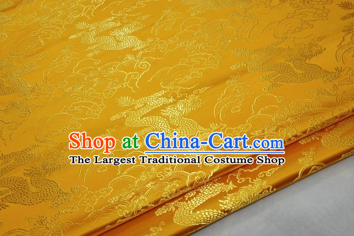 Asian Chinese Traditional Tang Suit Royal Cloud Dragon Pattern Golden Brocade Satin Fabric Material Classical Silk Fabric