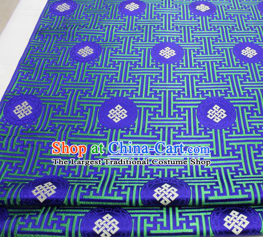 Asian Chinese Traditional Tang Suit Royal Lucky Knot Pattern Royalblue Brocade Satin Fabric Material Classical Silk Fabric