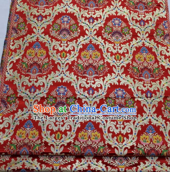 Chinese Traditional Fabric Royal Pattern Red Brocade Material Hanfu Classical Satin Silk Fabric