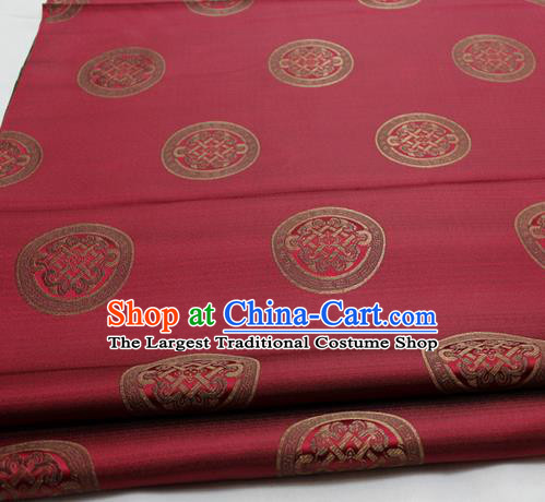 Chinese Traditional Tang Suit Fabric Royal Lucky Pattern Wine Red Brocade Material Hanfu Classical Satin Silk Fabric