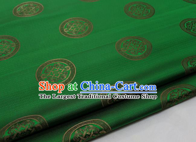Chinese Traditional Tang Suit Fabric Royal Lucky Pattern Deep Green Brocade Material Hanfu Classical Satin Silk Fabric
