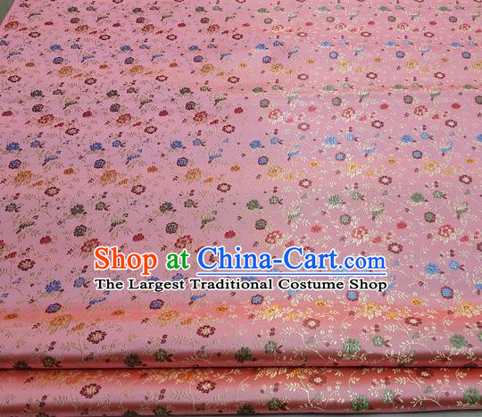 Chinese Traditional Tang Suit Fabric Royal Pepper Flowers Pattern Pink Brocade Material Hanfu Classical Satin Silk Fabric