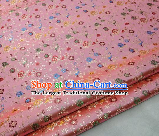 Chinese Traditional Tang Suit Fabric Royal Pepper Flowers Pattern Pink Brocade Material Hanfu Classical Satin Silk Fabric