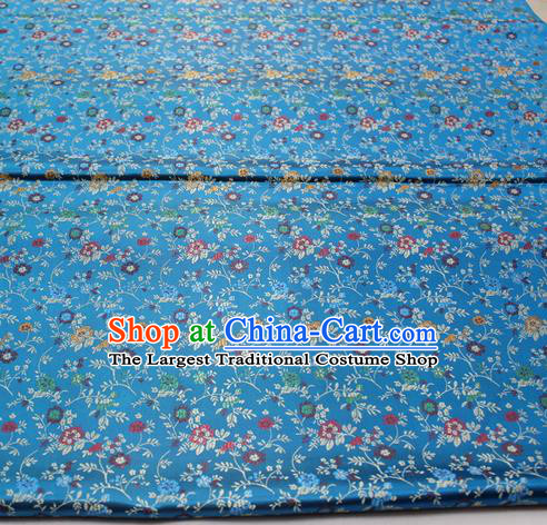 Chinese Traditional Tang Suit Fabric Royal Pepper Flowers Pattern Blue Brocade Material Hanfu Classical Satin Silk Fabric