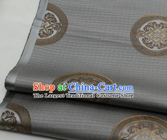 Chinese Traditional Tang Suit Fabric Royal Lucky Pattern Grey Brocade Material Hanfu Classical Satin Silk Fabric