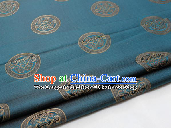 Chinese Traditional Tang Suit Fabric Royal Lucky Pattern Blue Brocade Material Hanfu Classical Satin Silk Fabric