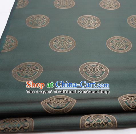 Chinese Traditional Tang Suit Fabric Royal Lucky Pattern Atrovirens Brocade Material Hanfu Classical Satin Silk Fabric