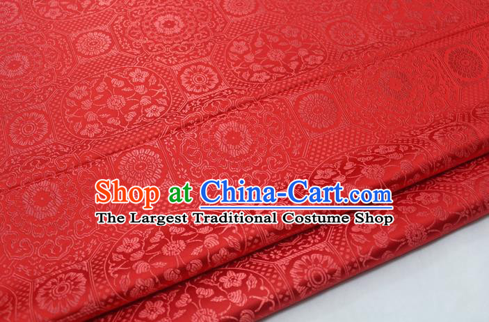 Chinese Traditional Tang Suit Red Satin Fabric Royal Pattern Brocade Material Classical Silk Fabric