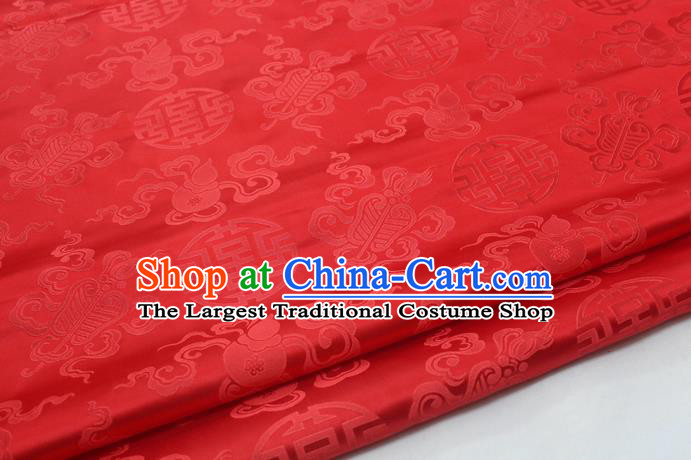 Chinese Traditional Tang Suit Satin Fabric Royal Calabash Pattern Red Brocade Material Classical Silk Fabric