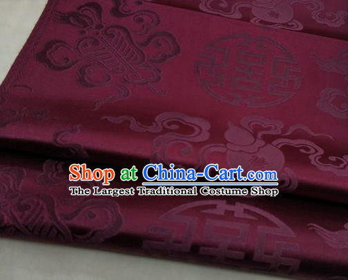 Chinese Traditional Tang Suit Satin Fabric Royal Calabash Pattern Purple Brocade Material Classical Silk Fabric