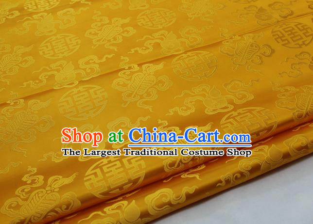 Chinese Traditional Tang Suit Satin Fabric Royal Calabash Pattern Golden Brocade Material Classical Silk Fabric