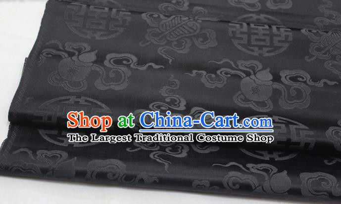 Chinese Traditional Tang Suit Satin Fabric Royal Calabash Pattern Black Brocade Material Classical Silk Fabric