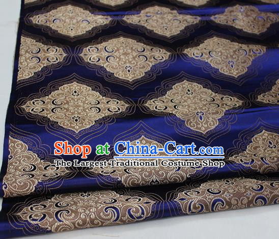 Chinese Traditional Tang Suit Navy Blue Brocade Royal Pattern Satin Fabric Material Classical Silk Fabric