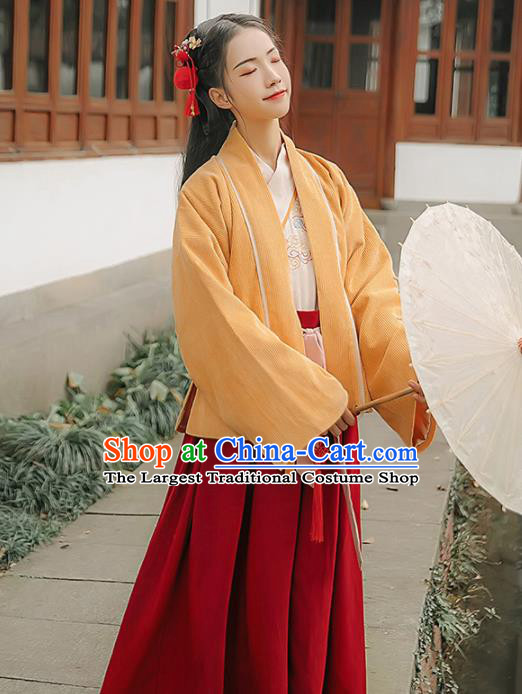 Chinese Traditional Ancient Young Lady Embroidered Hanfu Dress Song Dynasty Female Scholar Historical Costume for Women