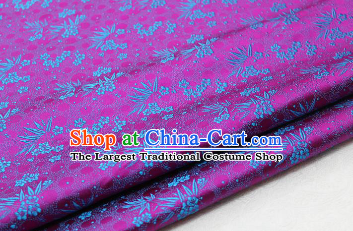 Asian Chinese Traditional Tang Suit Royal Plum Blossom Bamboo Pattern Rosy Brocade Satin Fabric Material Classical Silk Fabric