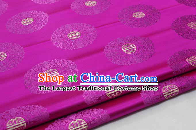 Asian Chinese Traditional Tang Suit Royal Round Pattern Rosy Brocade Satin Fabric Material Classical Silk Fabric