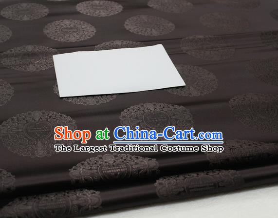 Asian Chinese Traditional Tang Suit Royal Round Pattern Black Brocade Satin Fabric Material Classical Silk Fabric