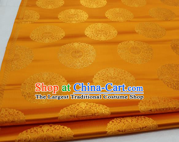 Asian Chinese Traditional Tang Suit Royal Round Pattern Golden Brocade Satin Fabric Material Classical Silk Fabric