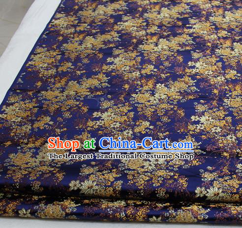 Asian Chinese Traditional Tang Suit Royal Cherry Blossom Pattern Royalblue Brocade Satin Fabric Material Classical Silk Fabric
