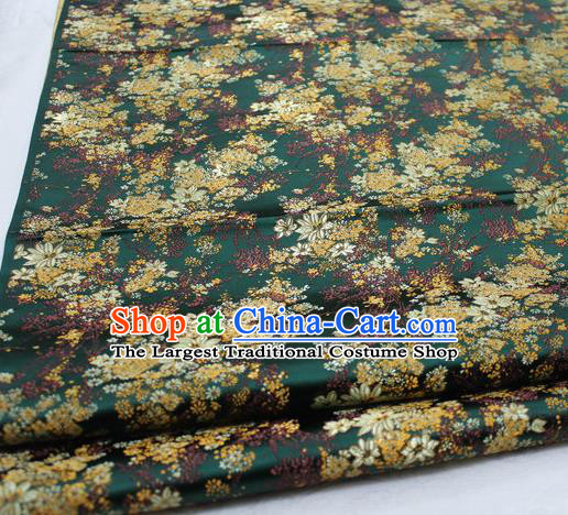Asian Chinese Traditional Tang Suit Royal Cherry Blossom Pattern Green Brocade Satin Fabric Material Classical Silk Fabric