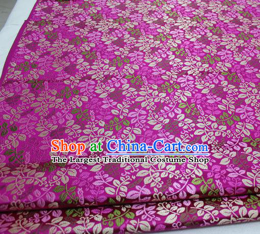 Asian Chinese Traditional Classical Leaf Pattern Rosy Brocade Tang Suit Satin Fabric Material Classical Silk Fabric