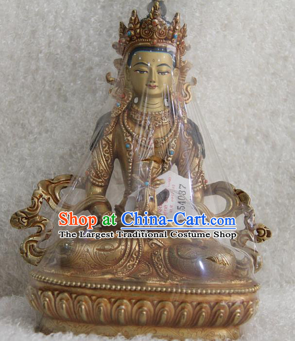 Chinese Traditional Buddhist Copper Buddha Longevity Statue Tibetan Buddhism Feng Shui Items Sculpture