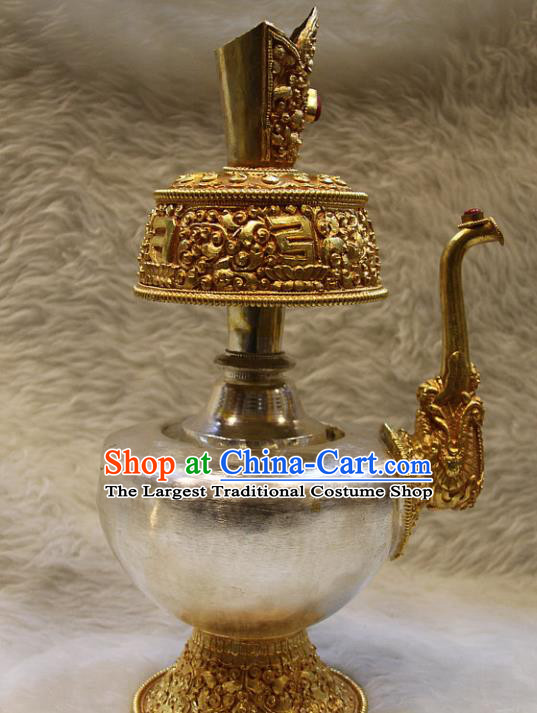 Chinese Traditional Buddhist Offersacrifice Copper Flagon Buddha Wine Pot Decoration Tibetan Buddhism Feng Shui Items