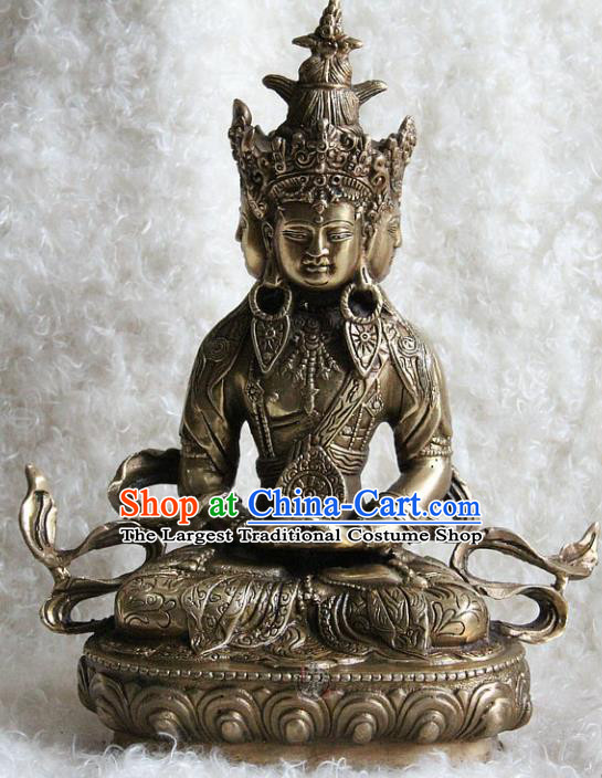 Chinese Traditional Feng Shui Items Copper Buddhism Statue Buddhist Vairochana Sculpture Decoration