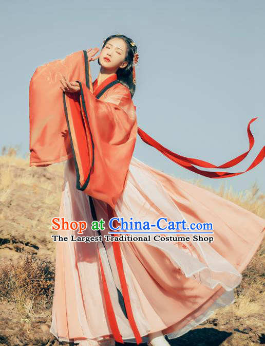 Chinese Traditional Ancient Swordswoman Hanfu Dress Jin Dynasty Court Princess Embroidered Historical Costume for Women